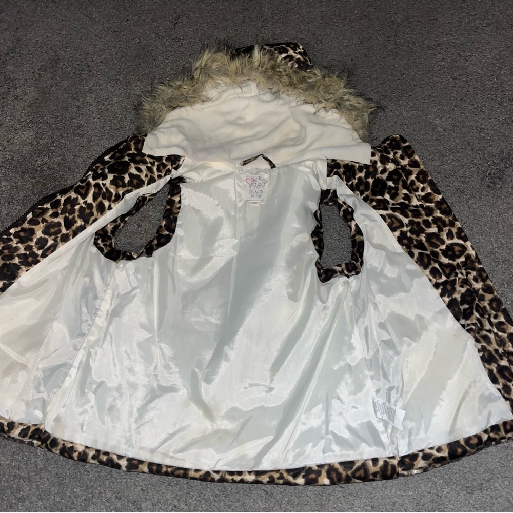 Youth Girls Vest with Hood – The Children’s Place Leopard Print (Size 7/8) - Picture 3 of 5